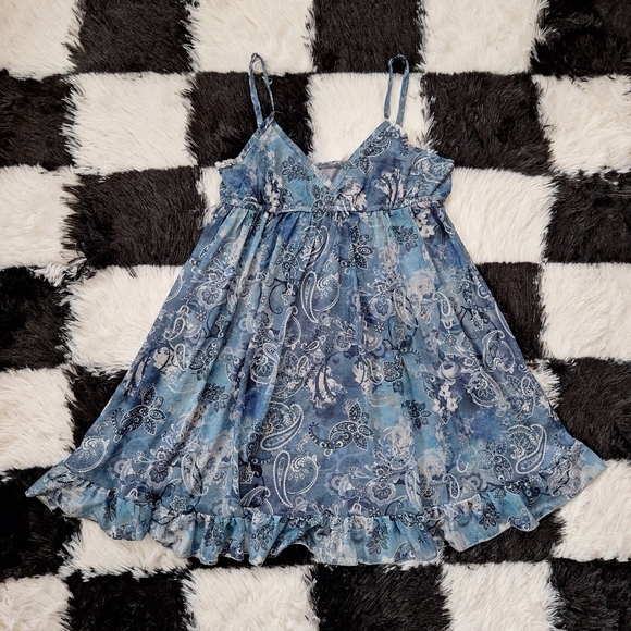 Y2K Blue Paisley Dress - Fairycore Grunge - XS S - Picture 4 of 6